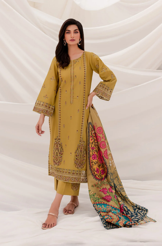 JAZMIN- 3PC DHANAK EMBROIDERED BJ-W48