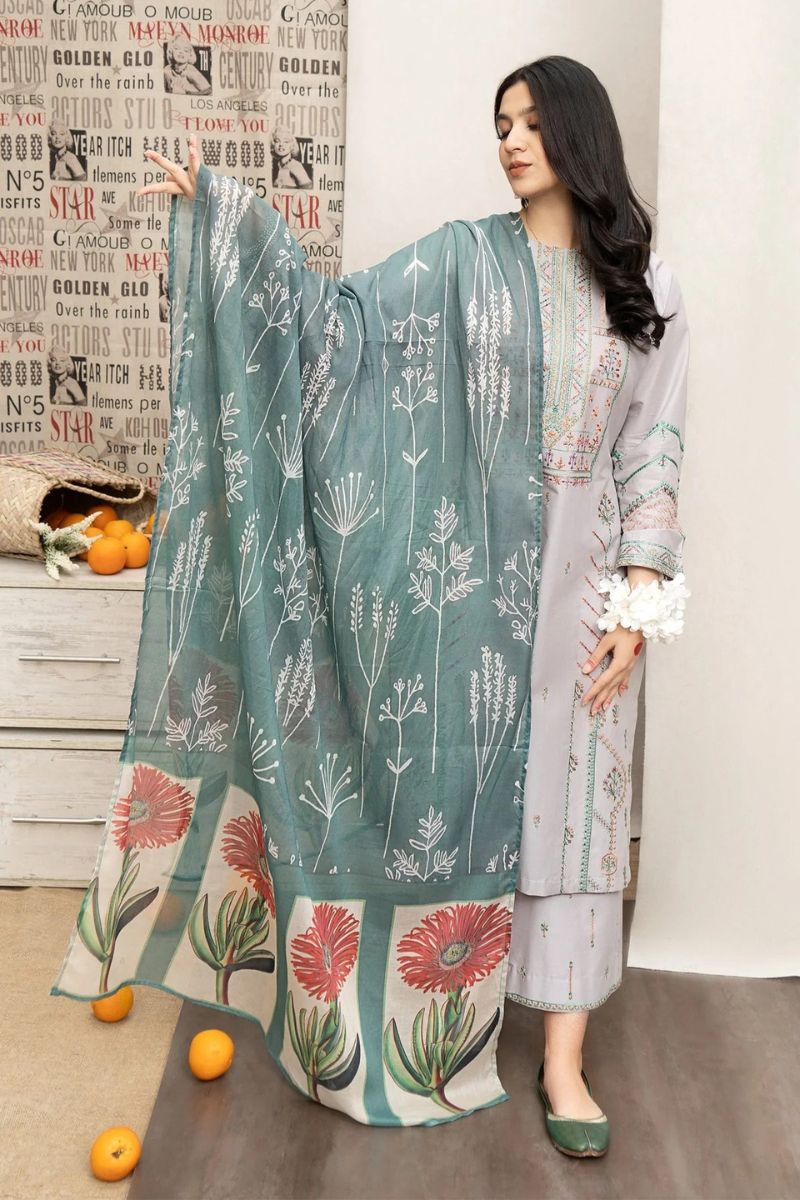 URGE- 3PC LAWN EMBROIDERED BJ-108