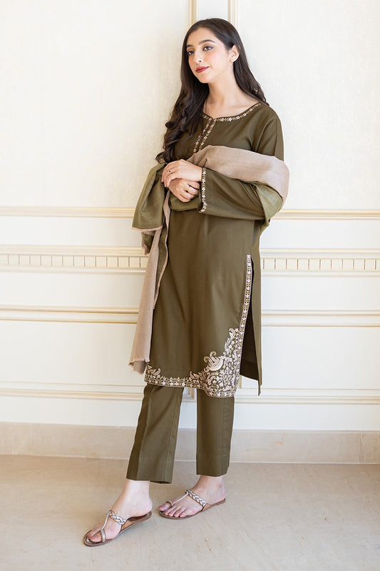 BANARSIJORA- 3PC DHANAK EMBROIDERED BJ-W74