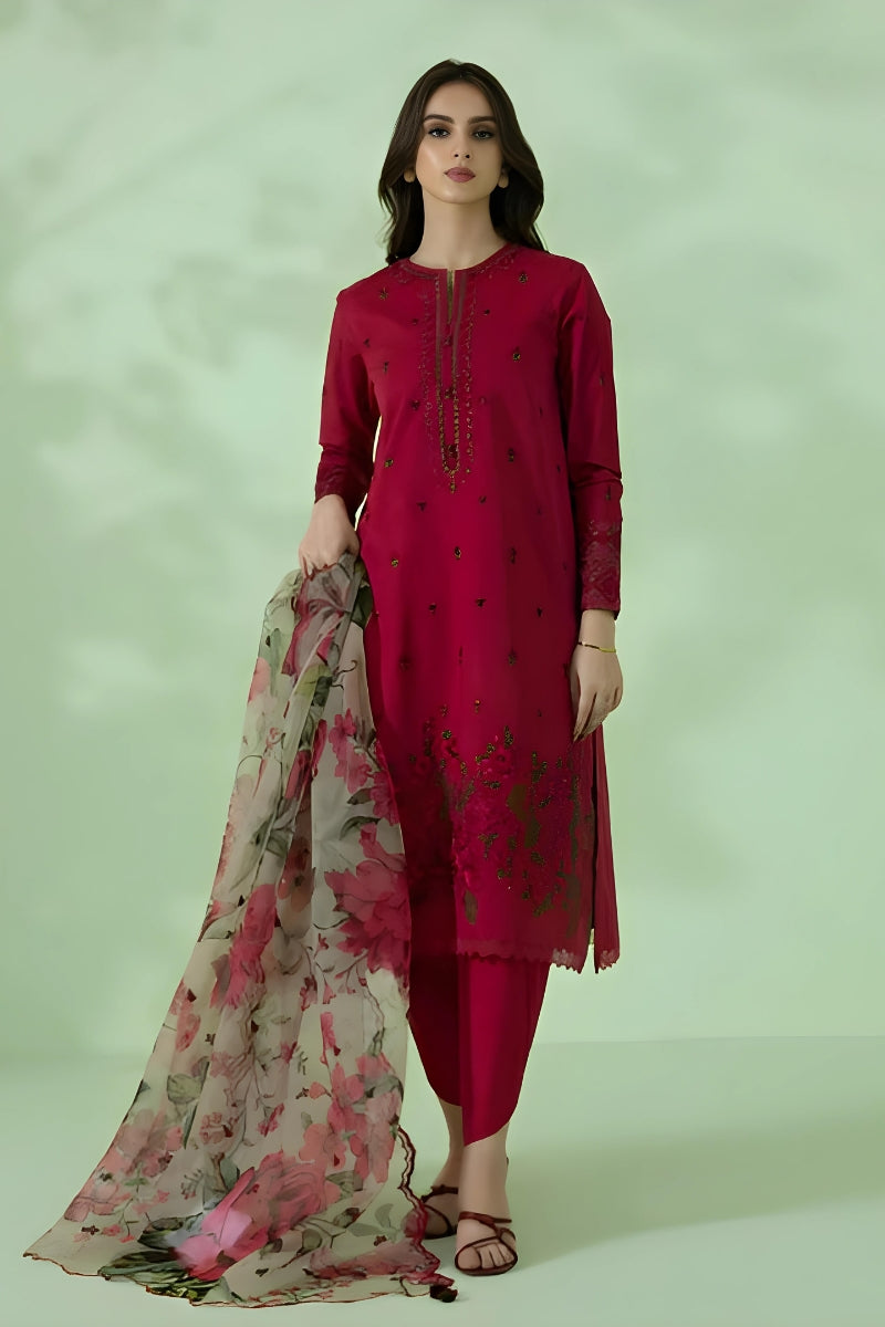 BANARSIJORA - 3PC DHANAK EMBROIDERED BJ-W50