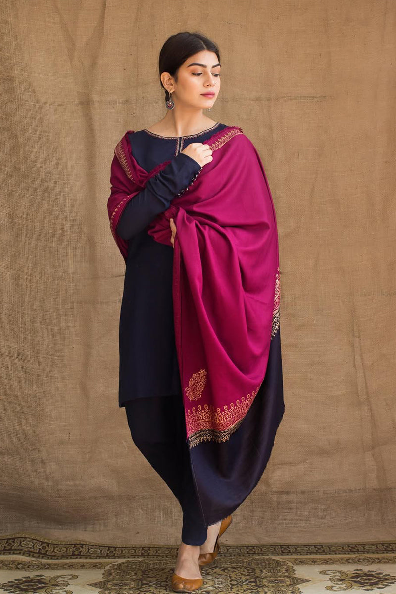 ZARPASH - 3PC DHANAK EMBROIDERED BJ-W07