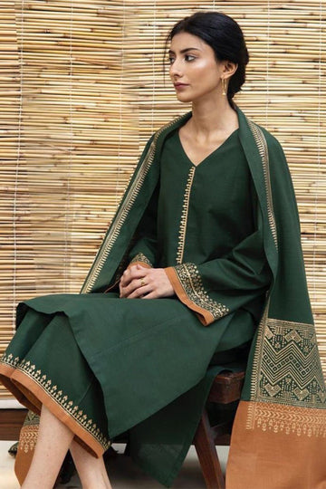 ZARPASH - 3PC DHANAK EMBROIDERED BJ-W15