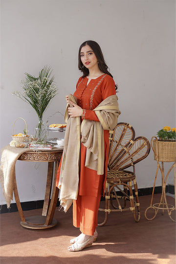 AISLING - 3PC DHANAK EMBROIDERED BJ-W165