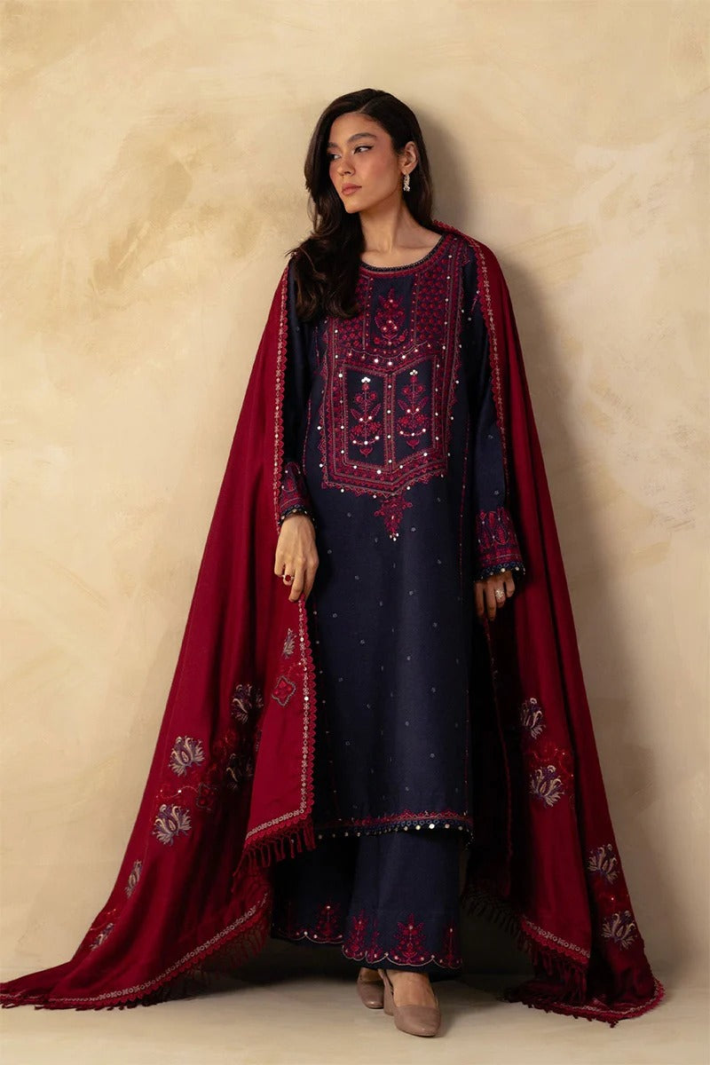 ZARA SHAH JAHAN - 3PC DHANAK EMBROIDERED BJ-W80B