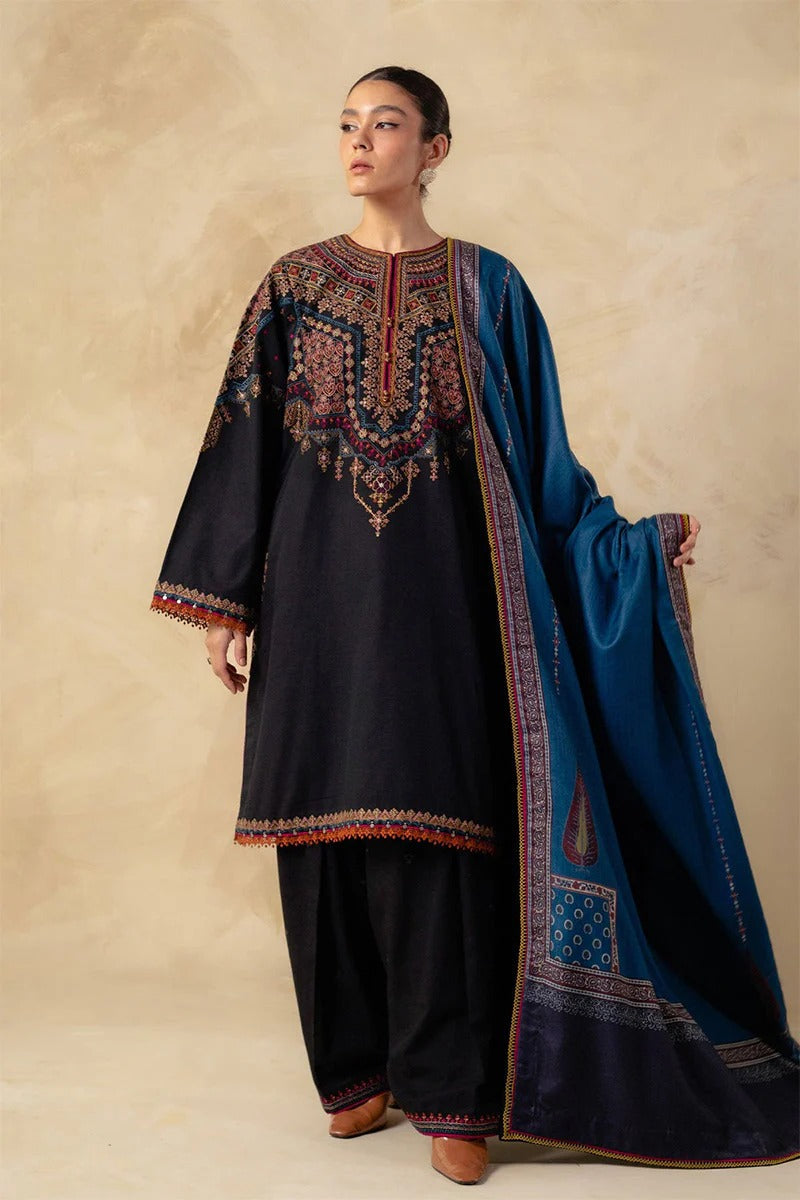 ZARA SHAH JAHAN - 3PC DHANAK EMBROIDERED BJ-W143