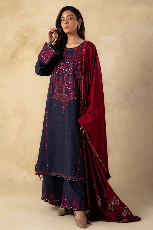 ZARA SHAH JAHAN - 3PC DHANAK EMBROIDERED BJ-W80B
